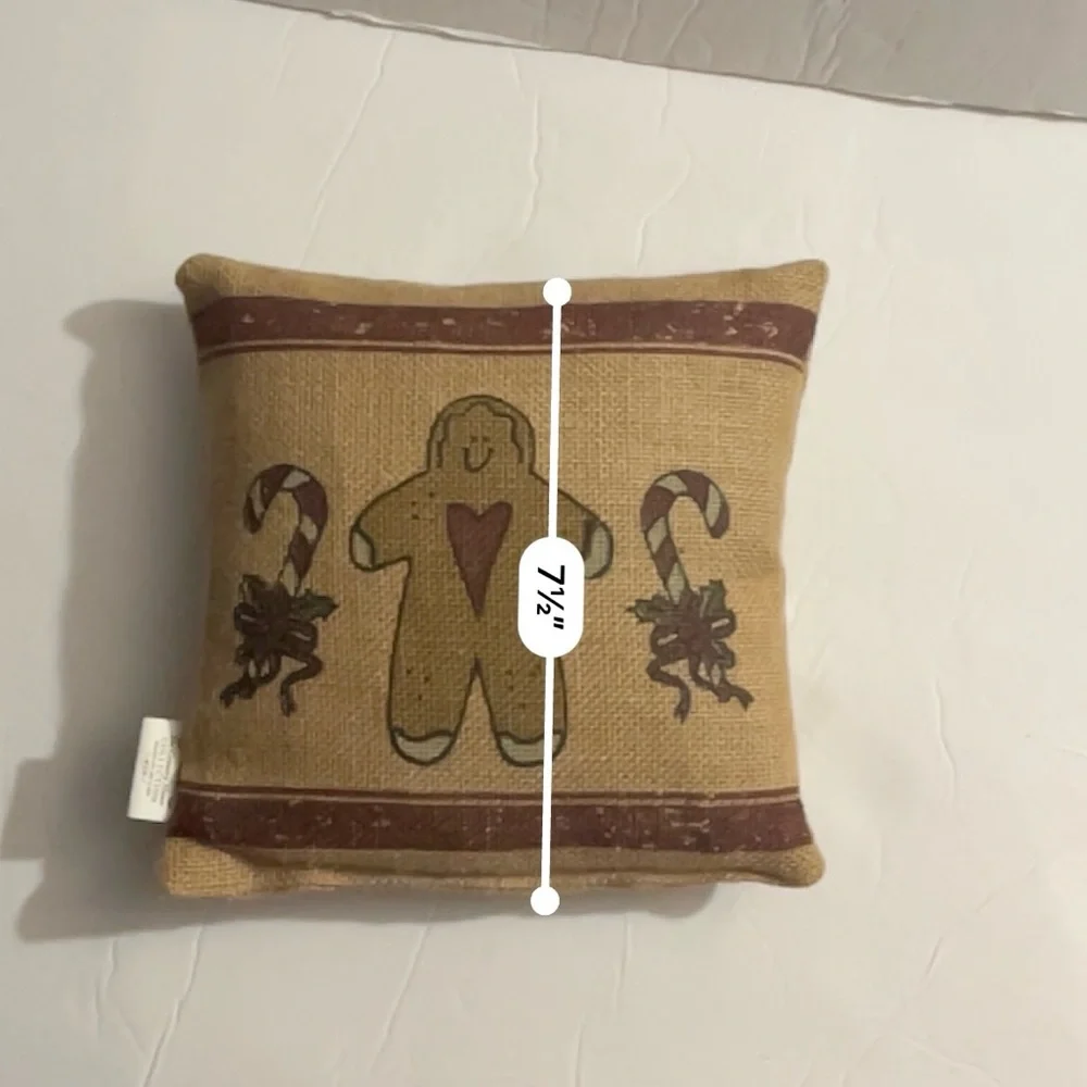 The Country House Collection Brown Gingerbread Man and Candy Canes Pillow